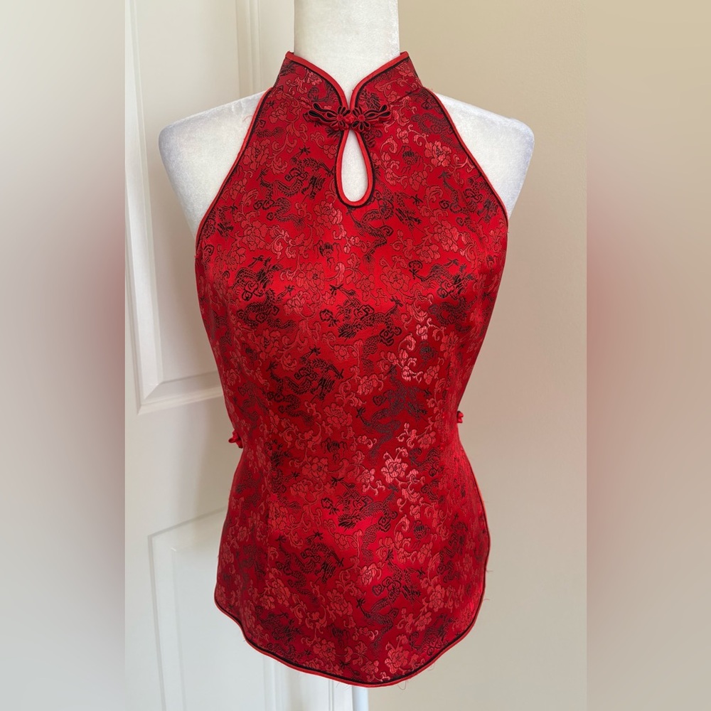 Elegant Red Sleeveless Blouse